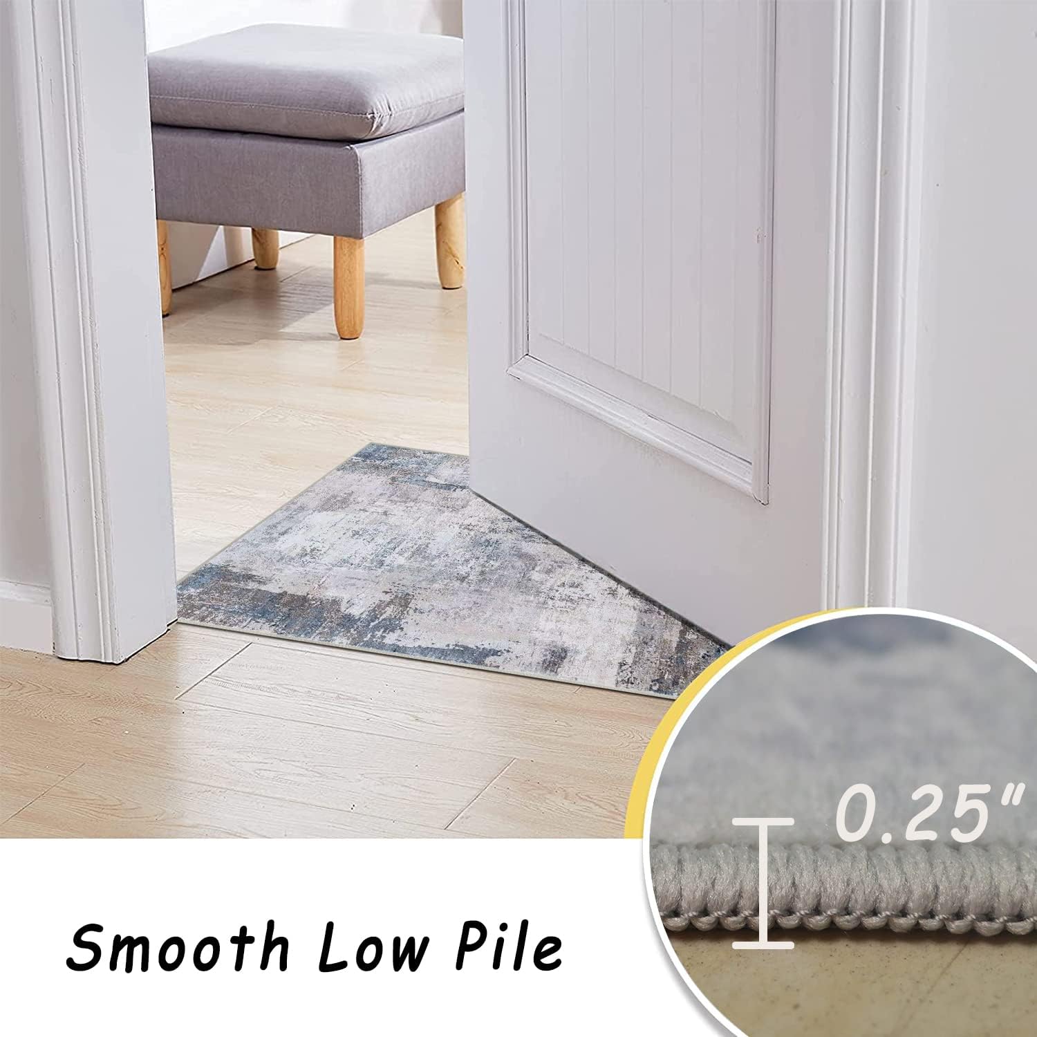 vivorug Washable Rug, Ultra Soft Area Rug 8x10, Non Slip Abstract Rug Carpet, Stain Resistant Rugs for Living Room Bedroom, Modern Fluffy Rug (Gray/Navy, 8'x10') - Image 5
