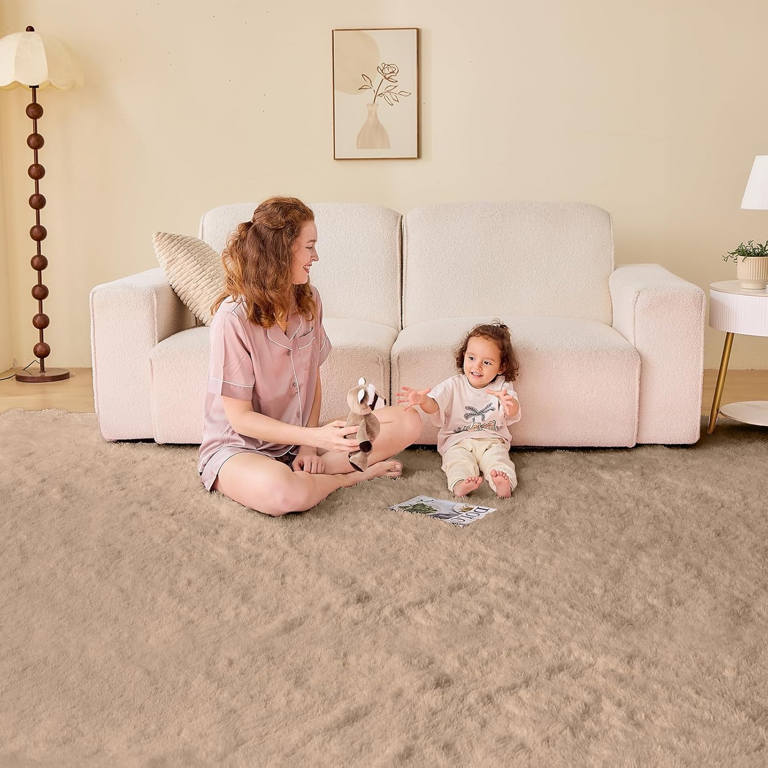 OPPODREAM 4x6 Beige Rugs for Bedroom, Ultra-Soft Fluffy Area Rugs for Living Room, 4 x 6 Shag Carpet for Nursery, Kids, Girl, Boy, Baby, Plush, Fuzzy, Shaggy, Cute Home Decor - Image 2