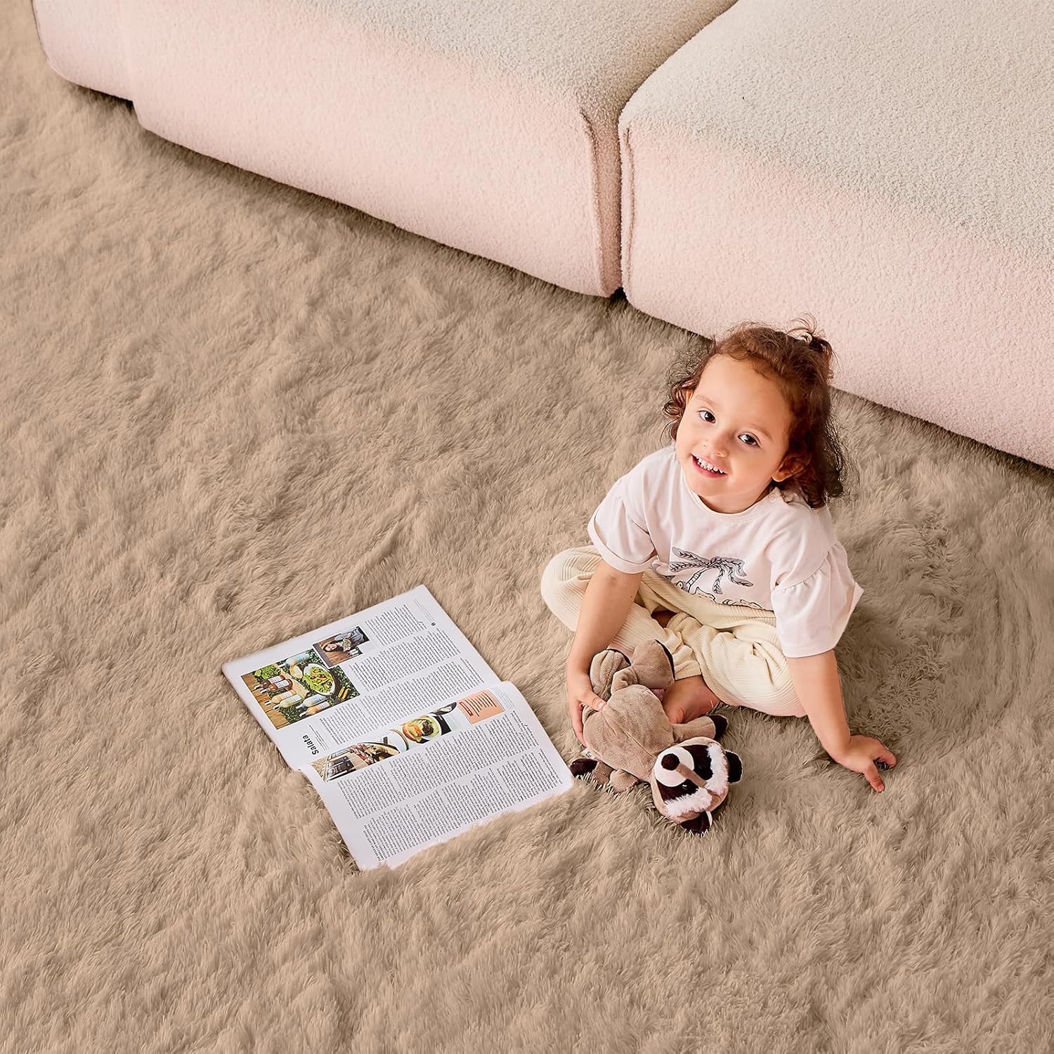 OPPODREAM 4x6 Beige Rugs for Bedroom, Ultra-Soft Fluffy Area Rugs for Living Room, 4 x 6 Shag Carpet for Nursery, Kids, Girl, Boy, Baby, Plush, Fuzzy, Shaggy, Cute Home Decor - Image 4