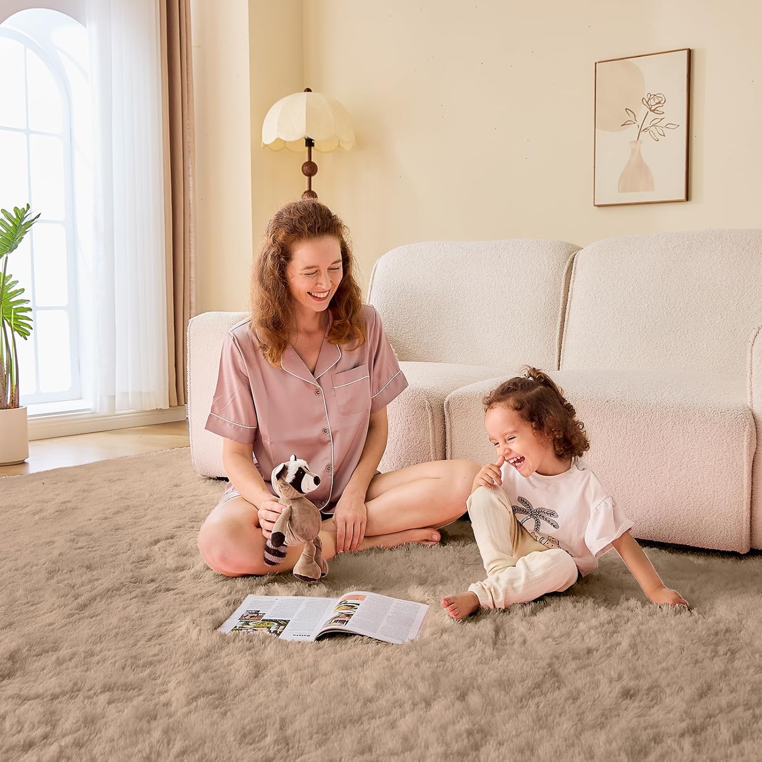 OPPODREAM 4x6 Beige Rugs for Bedroom, Ultra-Soft Fluffy Area Rugs for Living Room, 4 x 6 Shag Carpet for Nursery, Kids, Girl, Boy, Baby, Plush, Fuzzy, Shaggy, Cute Home Decor - Image 3