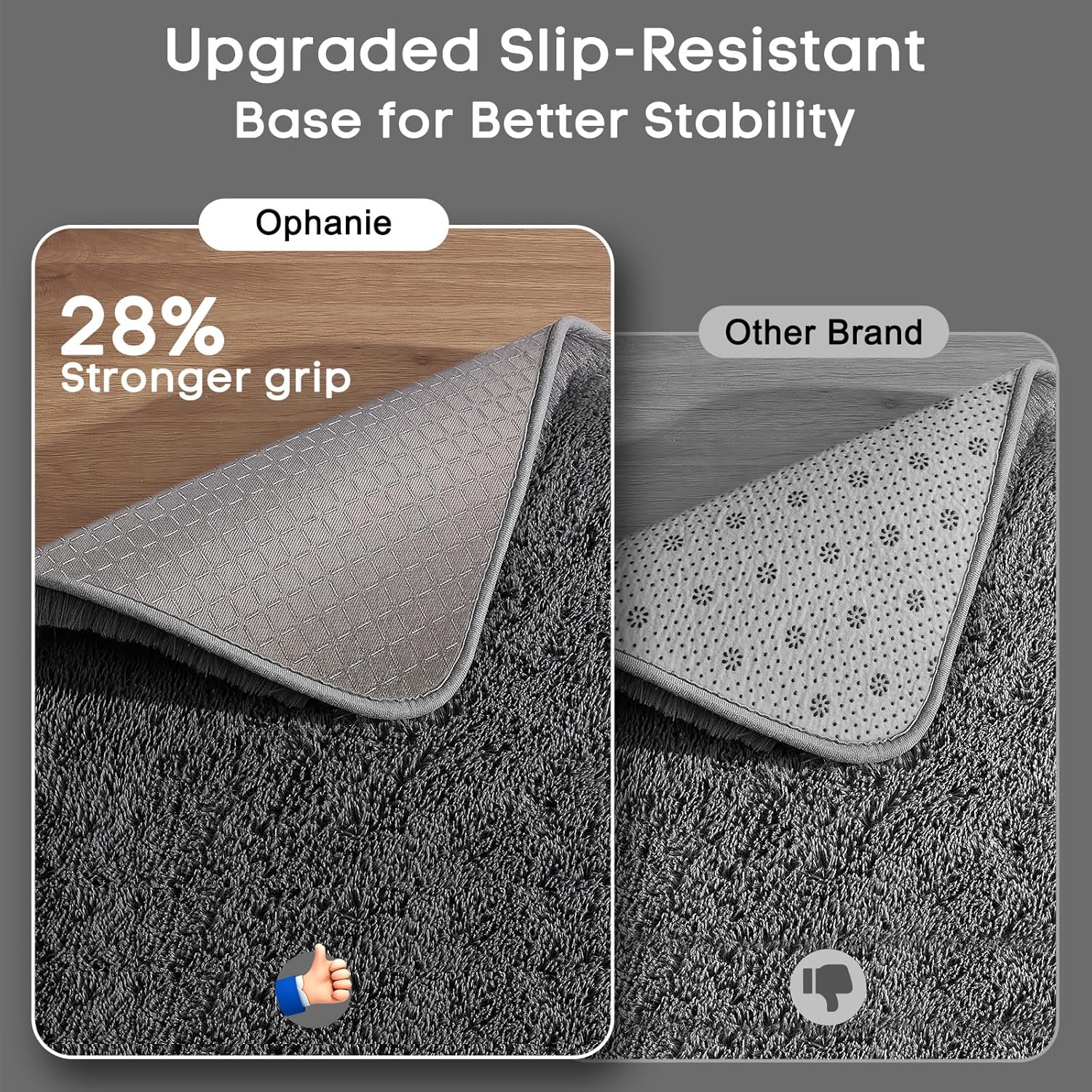 Ophanie Small Rug Upgrade Non Slip Throw Bedside Area Rugs, Fluffy Soft Grey Mini Bedroom Carpet, Affordable Door Entryway Indoor Inside Front Entrance Dog 2x3 Mat, Home Decor Aesthetic, Nursery - Image 4